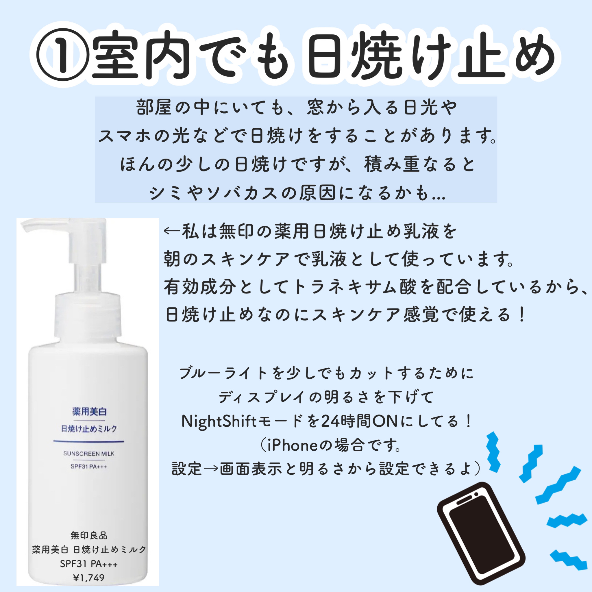 薬用美白 日焼け止めミルク SPF31 PA+++/無印良品/日焼け止めミルクを使ったクチコミ（1枚目）