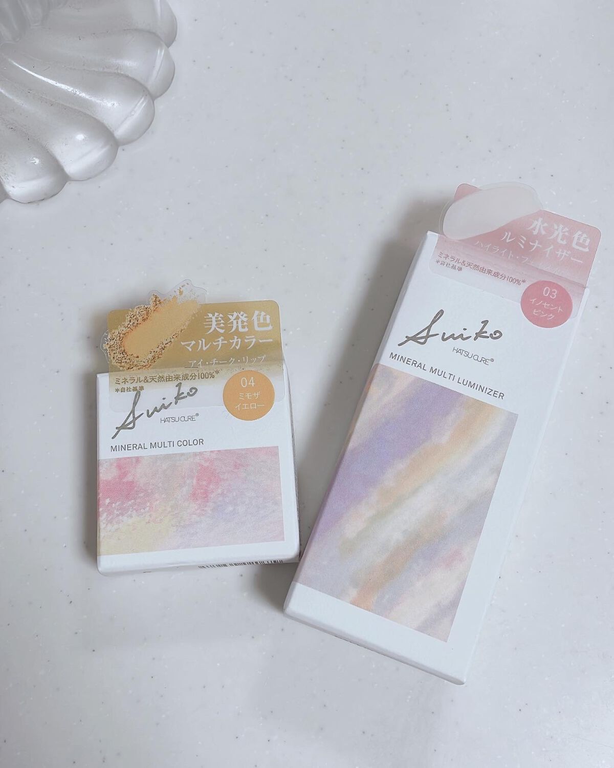 ミネラルマルチルミナイザー 03 イノセントピンク/SUIKO HATSUCURE/スティックハイライトを使ったクチコミ（1枚目）