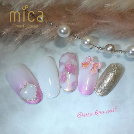 mica パールプラススプレーのクチコミ「🤍🤍🤍
mica
#パールプラススプレー を通常とは違う使い方で🤭✨
パール感が綺麗で可愛い.....」(1枚目)