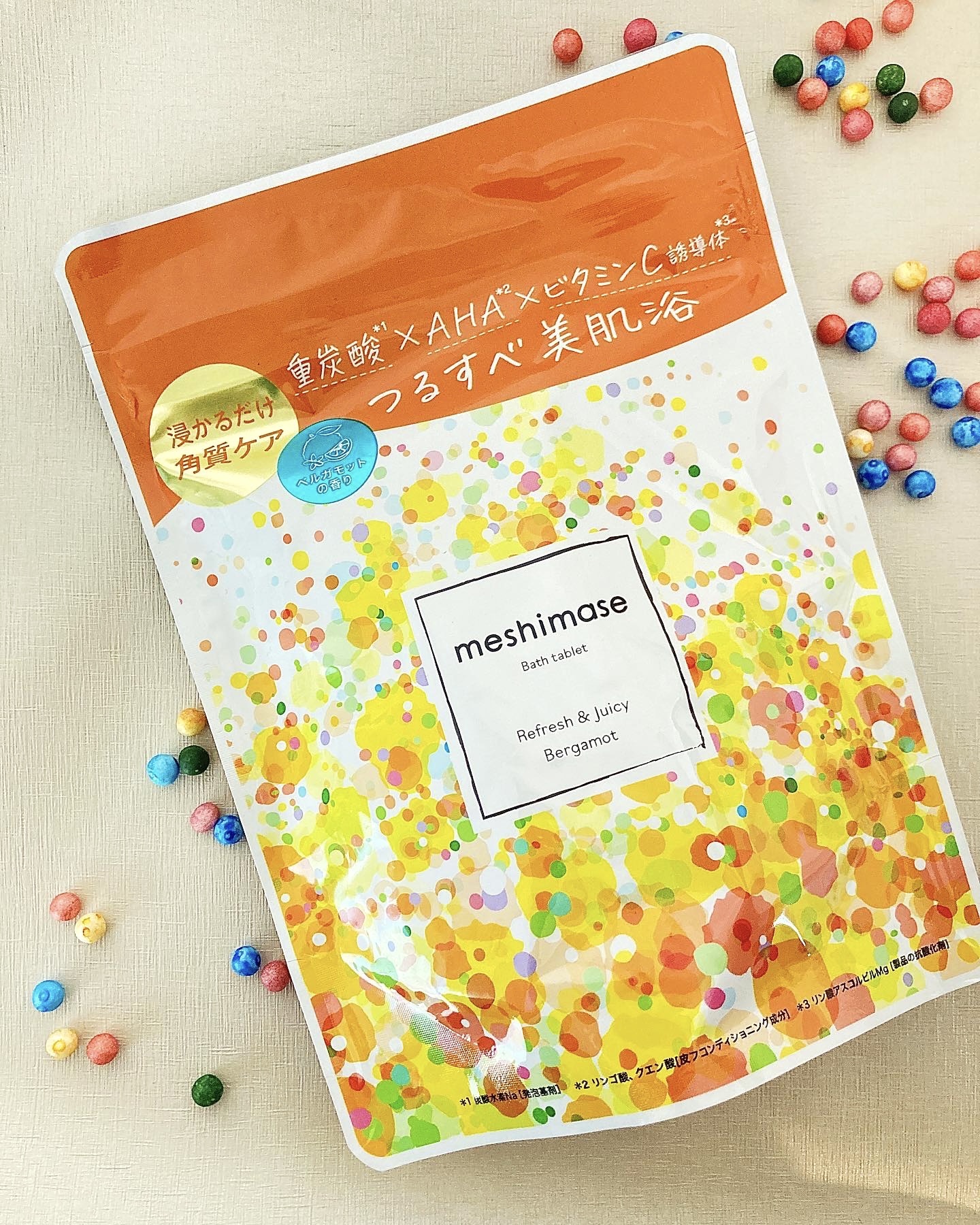 meshimase バスタブレット リフレッシュ＆ジューシーなベルガモットの香り/meshimase/炭酸系入浴剤を使ったクチコミ（1枚目）