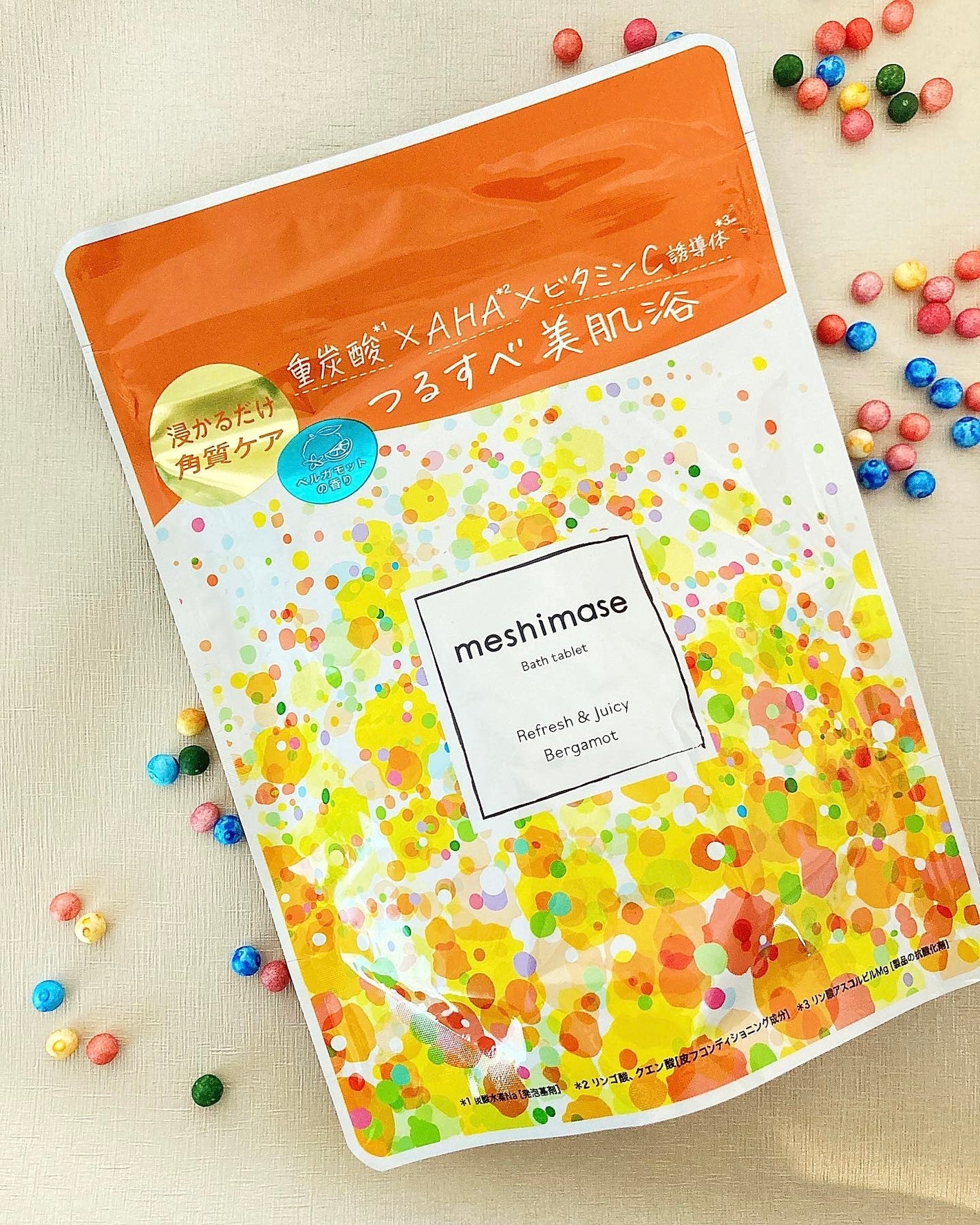 meshimase バスタブレット リフレッシュ&ジューシーなベルガモットの香り/meshimase/炭酸系入浴剤を使ったクチコミ(1枚目)