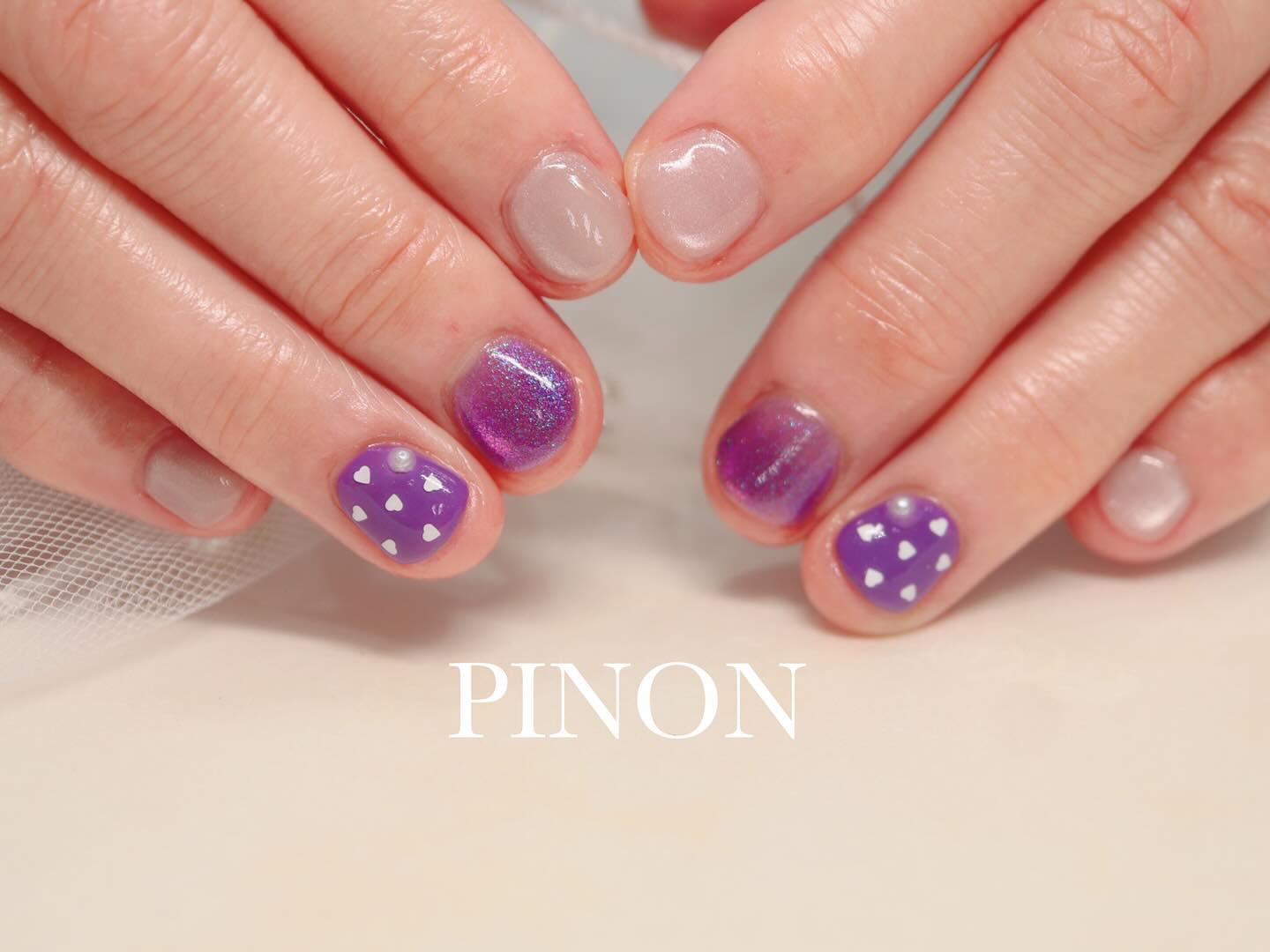 #バレンタインネイル,#紫ネイルのネイルデザイン