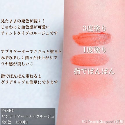 ワンデイ アートメイク ルージュ/FASIO/口紅を使ったクチコミ(4枚目)