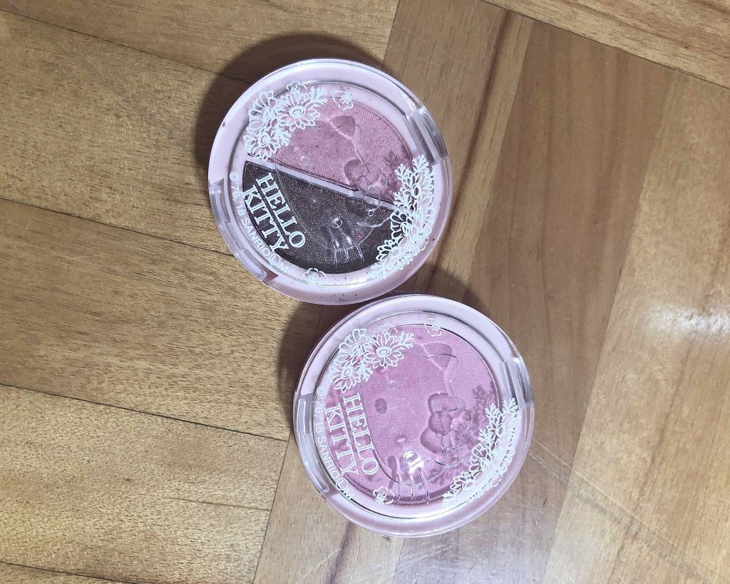 パウダーアイシャドウ ブルーミングキティ/DAISO/アイシャドウパレットを使ったクチコミ(1枚目)