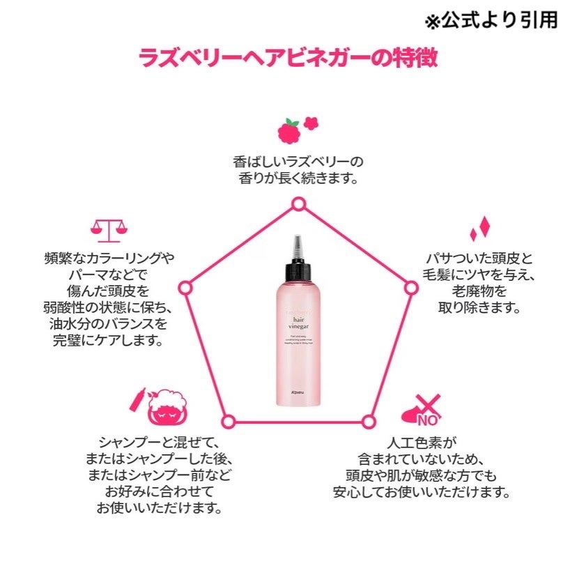 ラズベリー ヘアビネガー/A’pieu/頭皮ローションを使ったクチコミ(3枚目)