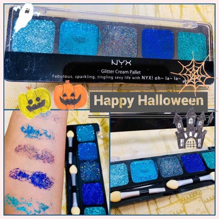 NYX Professional Makeup グリッタークリームパレットのクチコミ「Halloween向けに紹介です🎃
◾️NYX
いつだかにドン・キホーテにて購入したアイシャ.....」(1枚目)