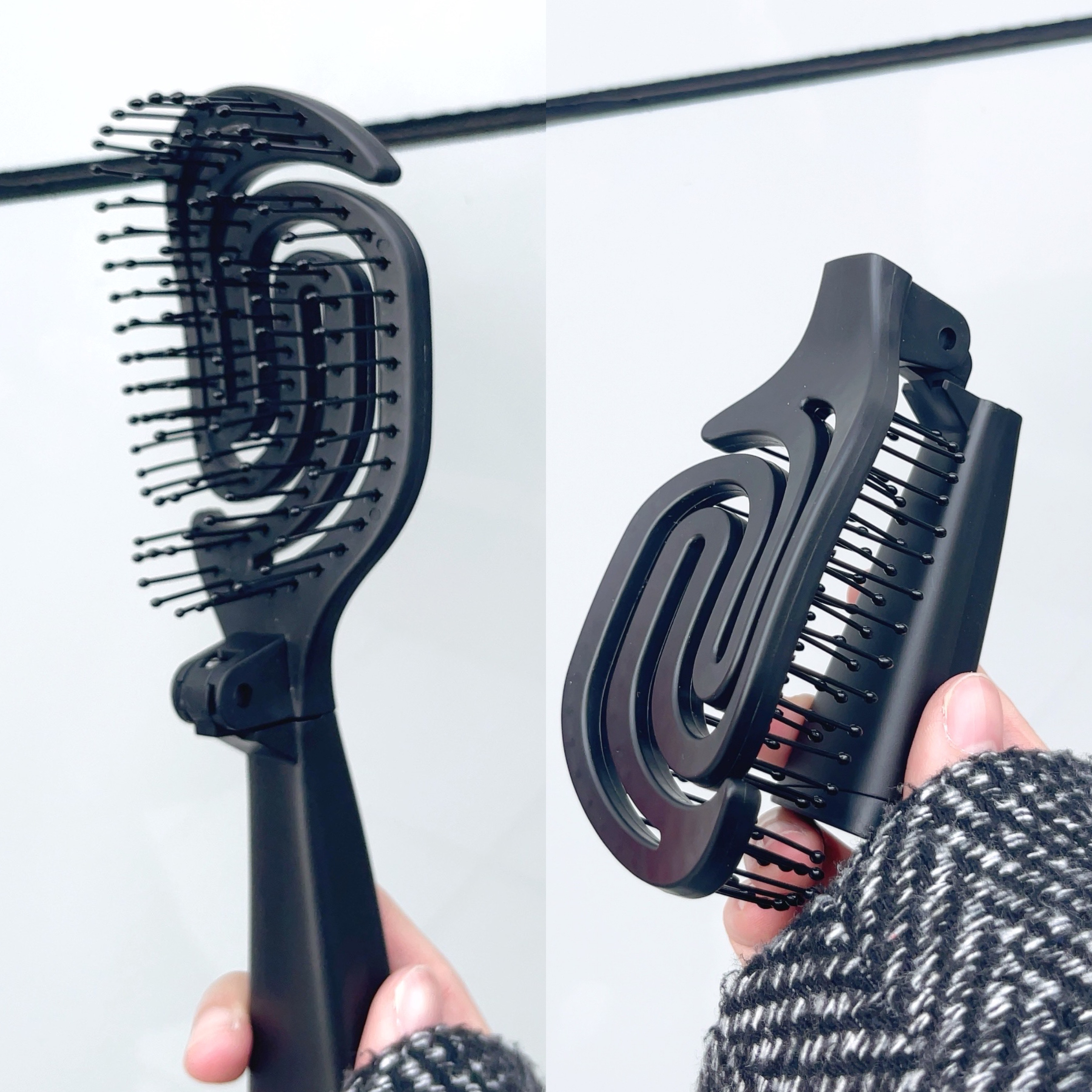 乾きやすいブローブラシ（折りたたみタイプ）/DAISO/ヘアブラシを使ったクチコミ（2枚目）