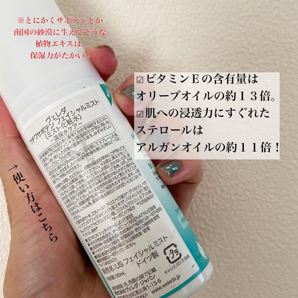 ウチワサボテン フェイシャルミスト/WELEDA/ミスト状化粧水を使ったクチコミ(4枚目)