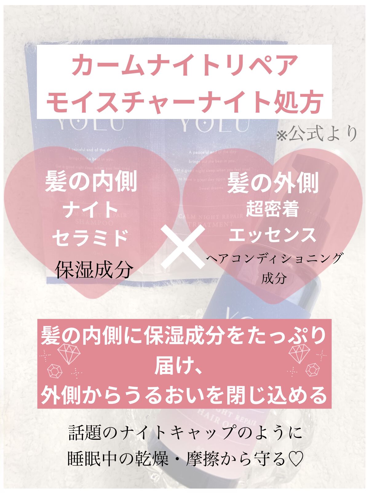 カームナイトリペアヘアオイル/YOLU/ヘアオイルを使ったクチコミ（3枚目）