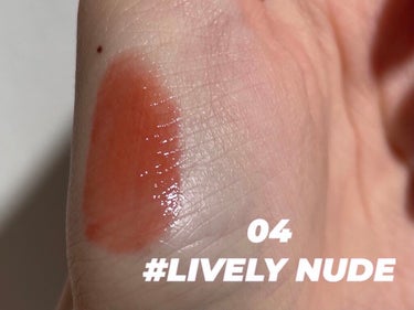 グラッシーレイヤー フィクシングティント 04 LIVELY NUDE/lilybyred/口紅を使ったクチコミ（3枚目）