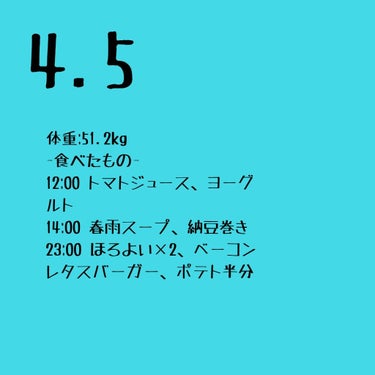 -自分磨き-
4/5。
朝、昼減らしたのに夕飯が重い…
体重減ってたので嬉しいです！