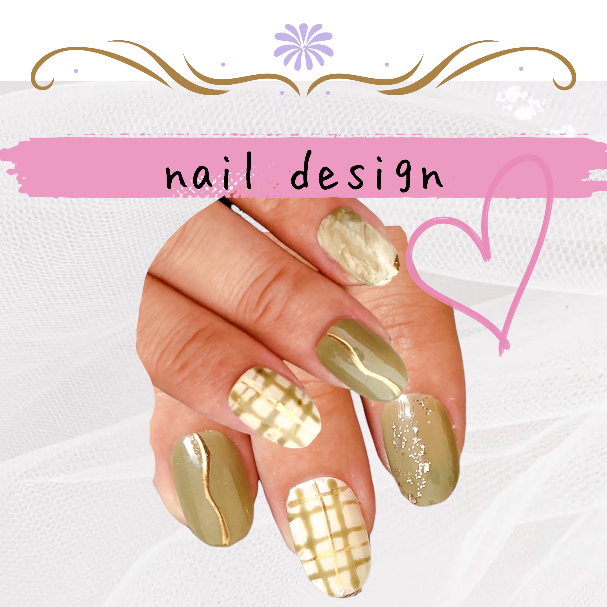 ジェルネイル マイルドカーキ/セリア/ジェルネイルを使ったクチコミ（1枚目）