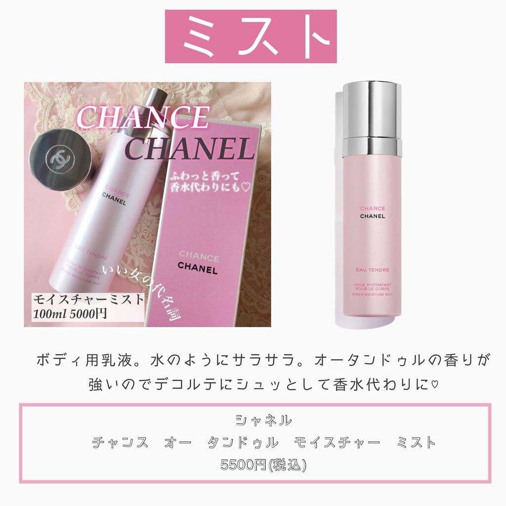 チャンス オー タンドゥル モイスチャー ミスト/CHANEL/香水(レディース)を使ったクチコミ(9枚目)