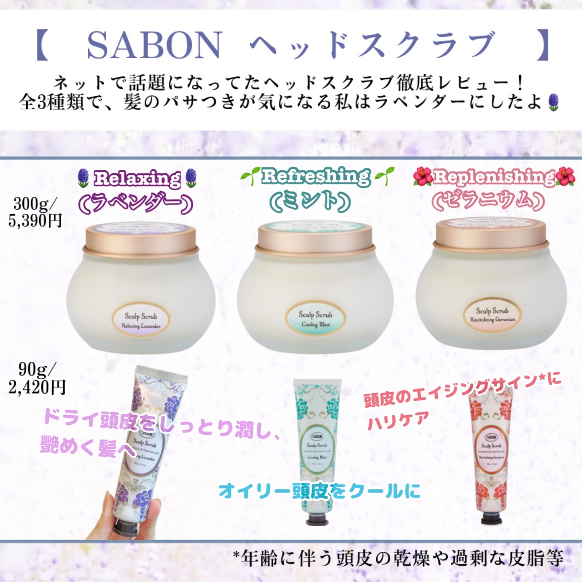 ヘッドスクラブ リラクシング(ラベンダー) 90g/SABON/ヘッドスクラブを使ったクチコミ（2枚目）