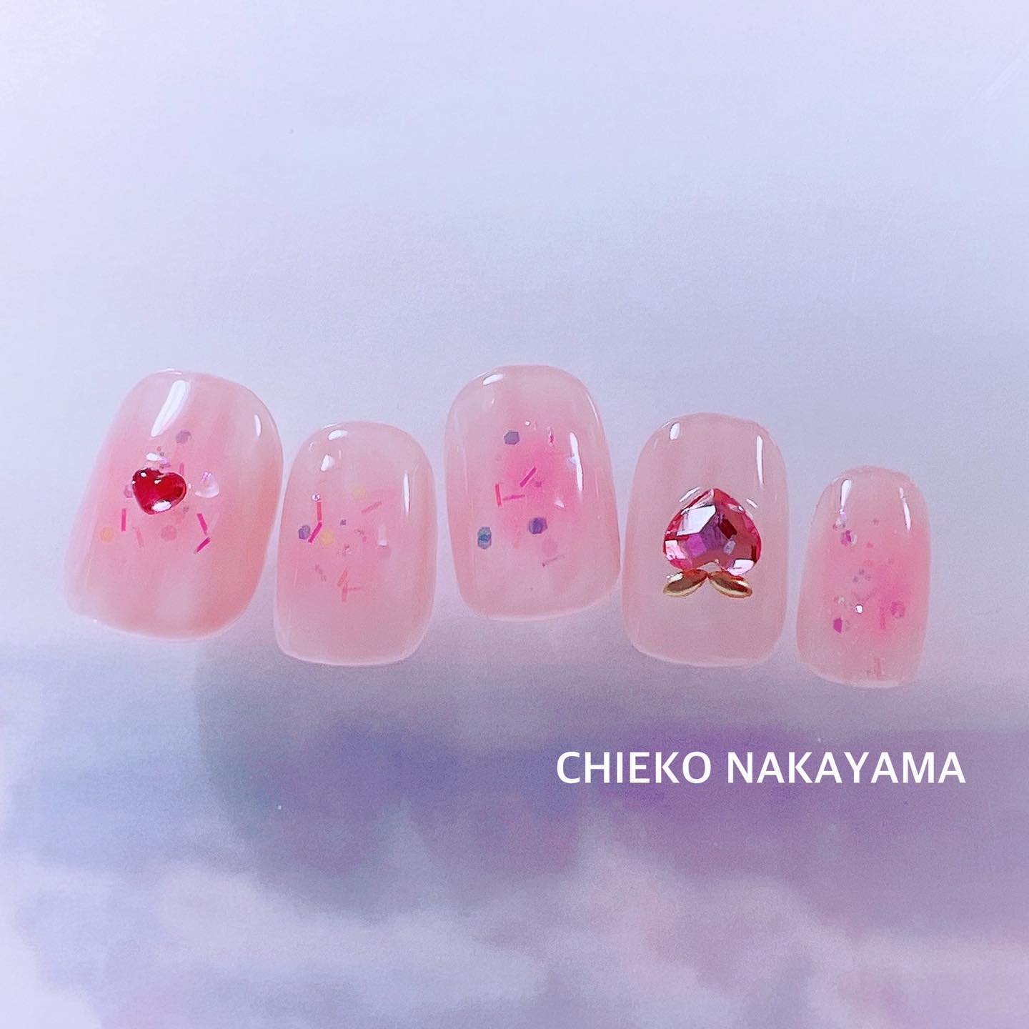 #ネイル,#桃ネイルのネイルデザイン