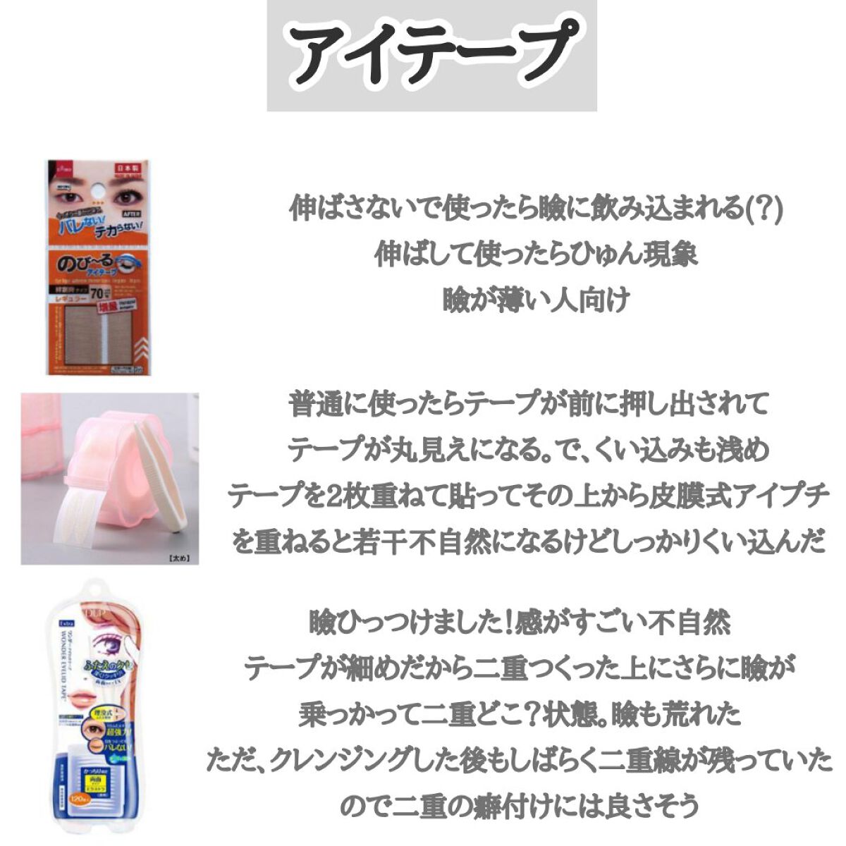 ワンダーアイリッドテープ Extra/D-UP/二重まぶた用アイテムを使ったクチコミ(4枚目)