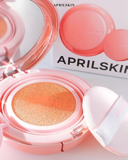 ハイパーカバーフィットクッション ピンク(桜エディション)/APRILSKIN/クッションファンデーションを使ったクチコミ(1枚目)