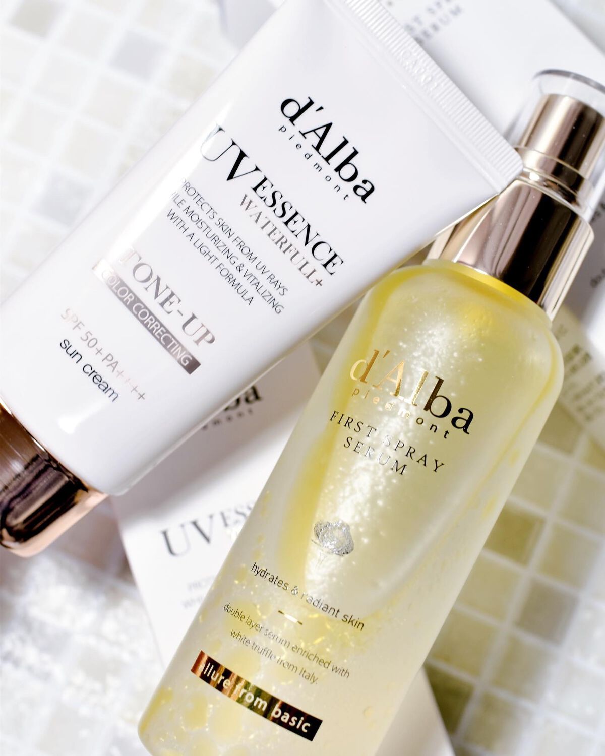 
【dalba】
・ホワイトトリュフ ファースト スプレーセラム 
・トーンアップサンクリーム 50ml

⭐️ホワイトトリュフ ファースト スプレーセラム 100ml
 [ヴィーガン認証取得]
-保湿ケアするオイル層と肌のハリと
必要な成