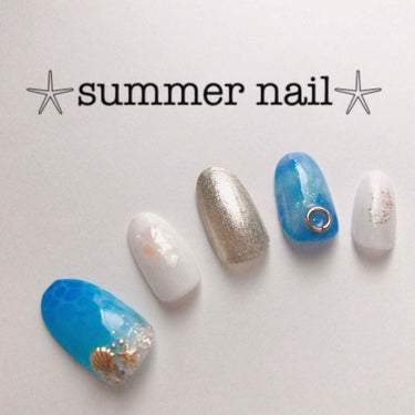 ちい on LIPS 「𓇼summernail𓇼セルフでできるめちゃくちゃ可愛い夏のデ..」（1枚目）