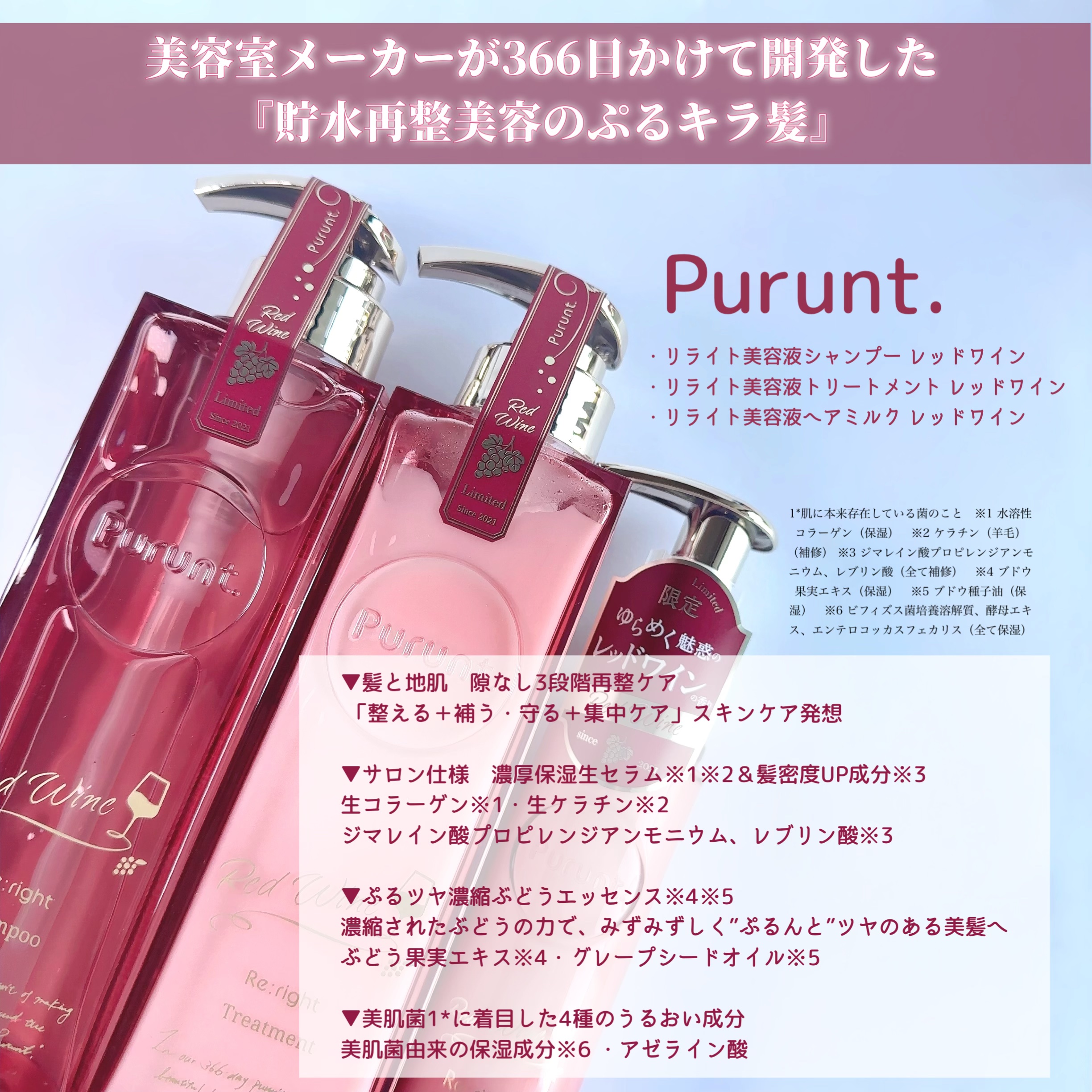 プルント　リライトペアセット　レッドワイン/Purunt./市販シャンプーを使ったクチコミ（2枚目）