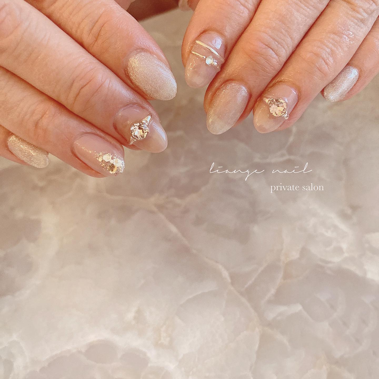 #リアンジェネイル,#柏ネイル,#ネイル,#ニュアンスネイル,#大人ニュアンスネイル,#ミラーネイル,#リングネイル,#アクセサリーネイルのネイルデザイン