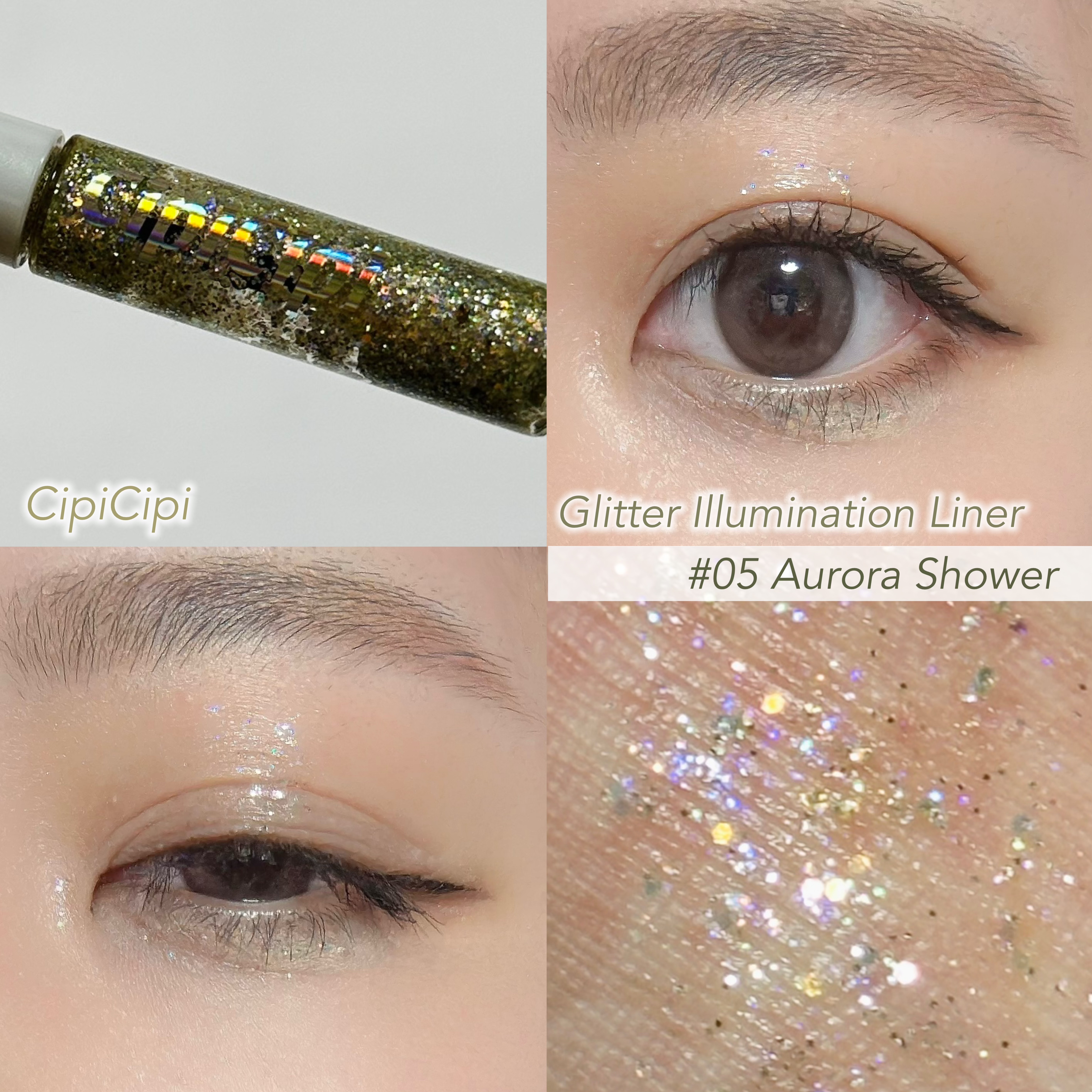 グリッター イルミネーションライナー R 05オーロラシャワー/CipiCipi/リキッドアイライナーを使ったクチコミ（1枚目）