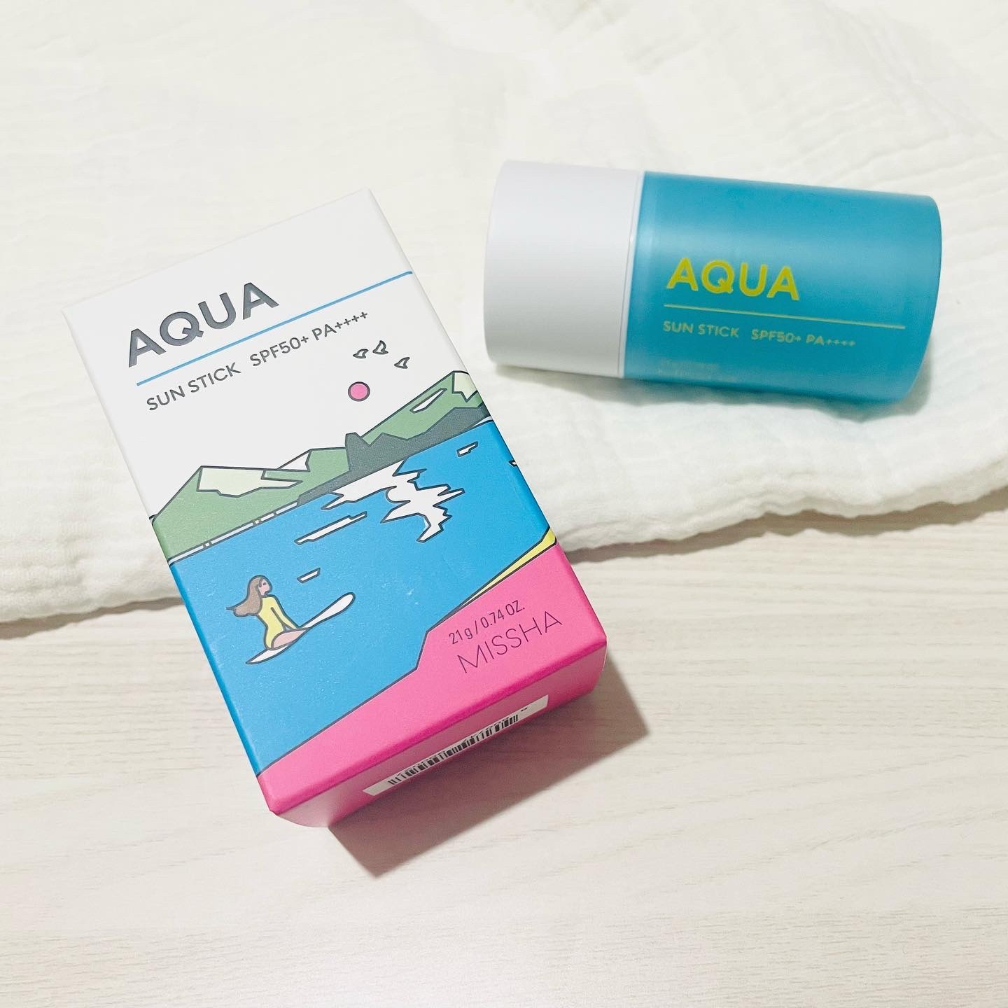 ミシャ オールアラウンド セーフブロック サンスティック アクア＜SPF50+／PA++++＞/MISSHA/日焼け止めスティックを使ったクチコミ（1枚目）