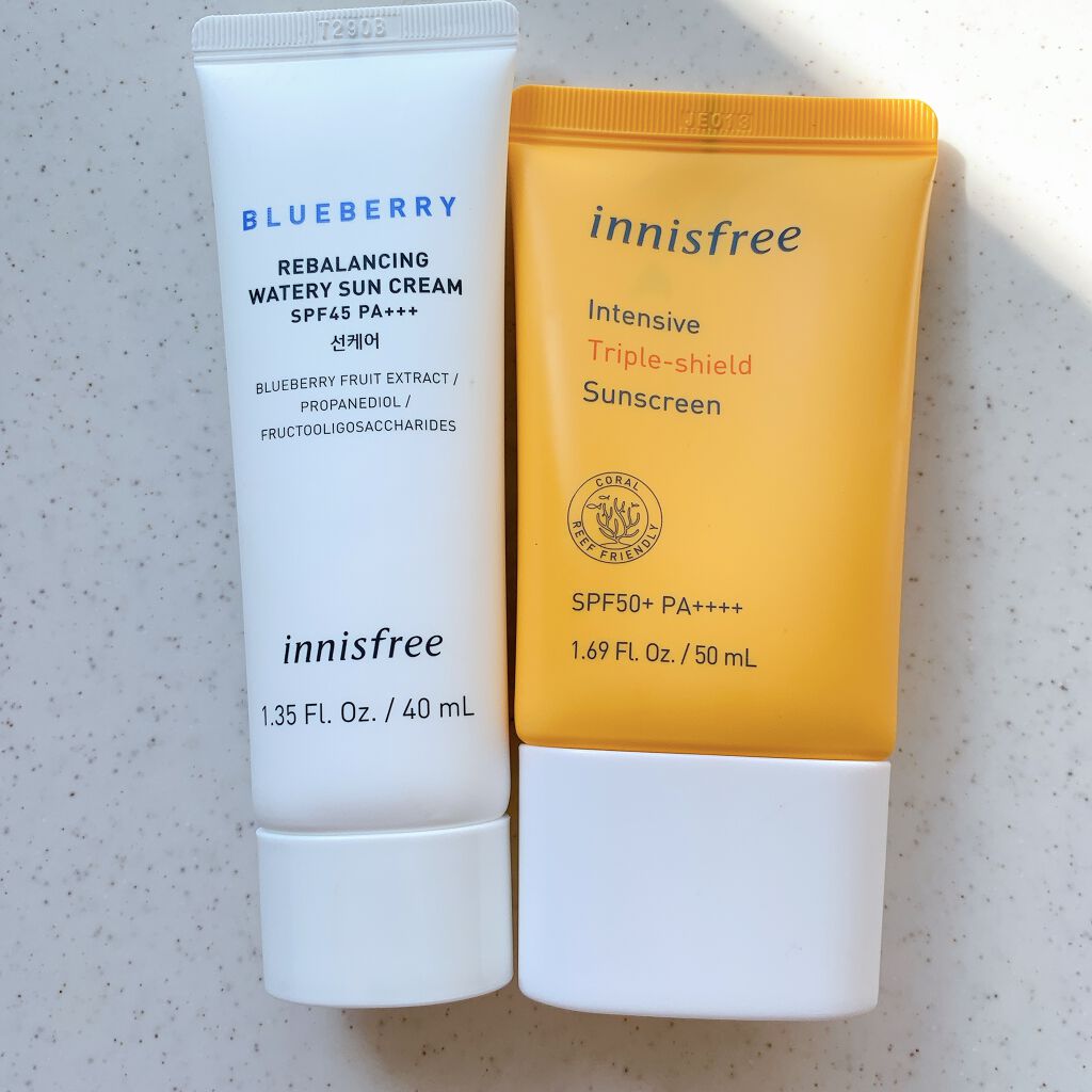 ブルーベリー バランシング ウォータリー サンクリーム/innisfree/日焼け止め・UVケアを使ったクチコミ（2枚目）