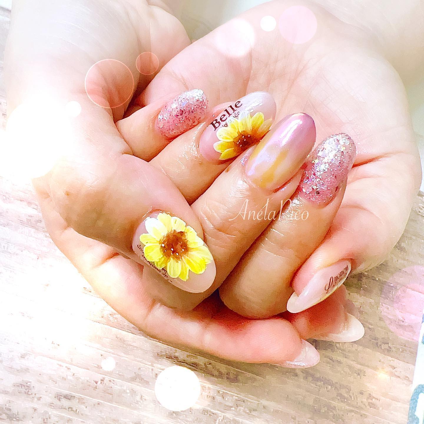 #ネイル,#純国産ジェルネイル,#ジェルネイル,#ひまわりネイル,#夏ネイルのネイルデザイン