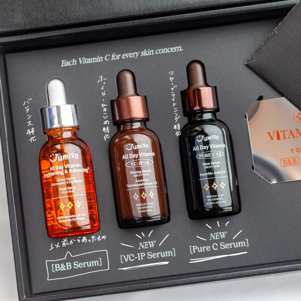 オールデイビタミンブライトニング&バランシングフェイシャルセラム/JUMISO/美容液を使ったクチコミ(3枚目)