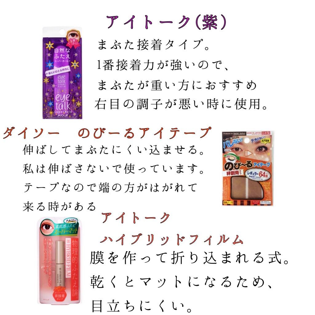 アイテープ(絆創膏タイプ、レギュラー、70枚)/DAISO/二重まぶた用アイテムを使ったクチコミ(3枚目)