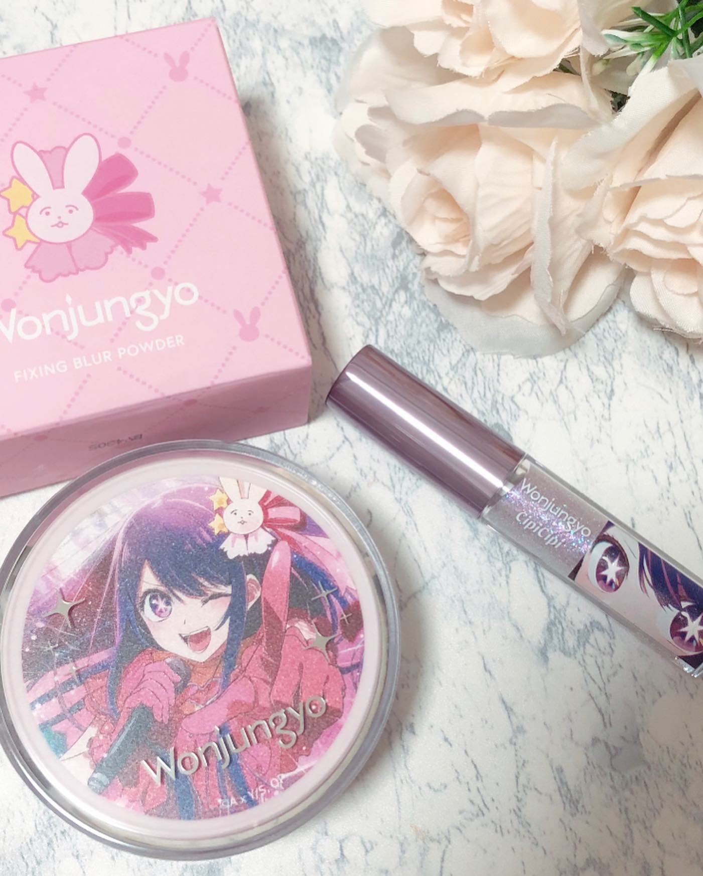 ウォンジョンヨ フィクシングブラーパウダー N 01 プレーンピンク（推しの子限定パッケージ）/Wonjungyo/ルースパウダーを使ったクチコミ（2枚目）