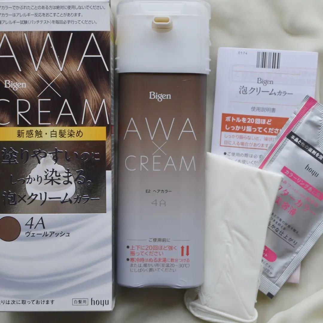泡クリームカラー 4A ヴェールアッシュ/ビゲン/ヘアカラーを使ったクチコミ（2枚目）