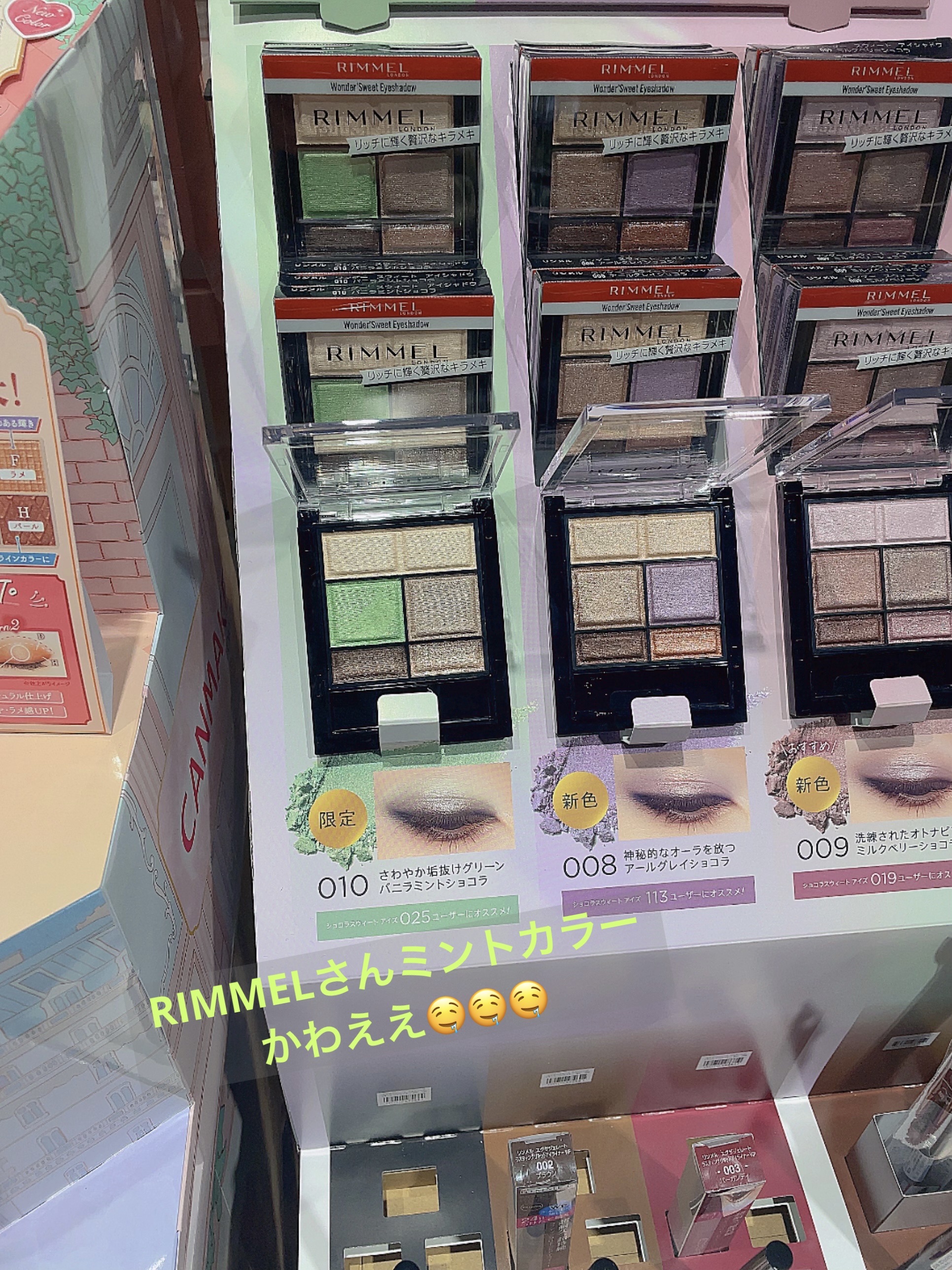 ワンダー スウィート アイシャドウ 010 さわやか垢抜けグリーン バニラミントショコラ〈限定〉/リンメル ロンドン/アイシャドウパレットを使ったクチコミ（1枚目）