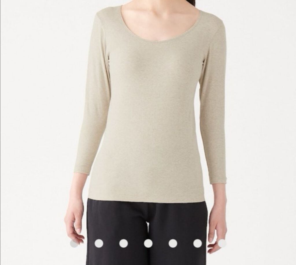 綿であったかUネック八分袖/無印良品/その他を使ったクチコミ(2枚目)