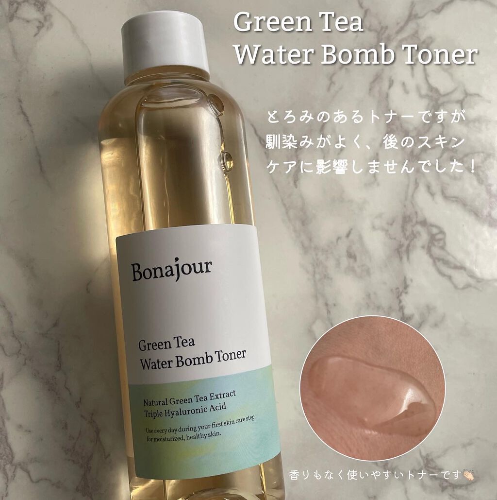 グリーンティーウォーターボムトナー/Bonajour/化粧水を使ったクチコミ（2枚目）