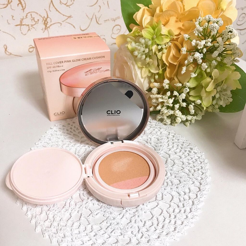 キル カバー ピンク グロウ クリーム クッション 02 LINGERIE /CLIO/クッションファンデーションを使ったクチコミ（2枚目）
