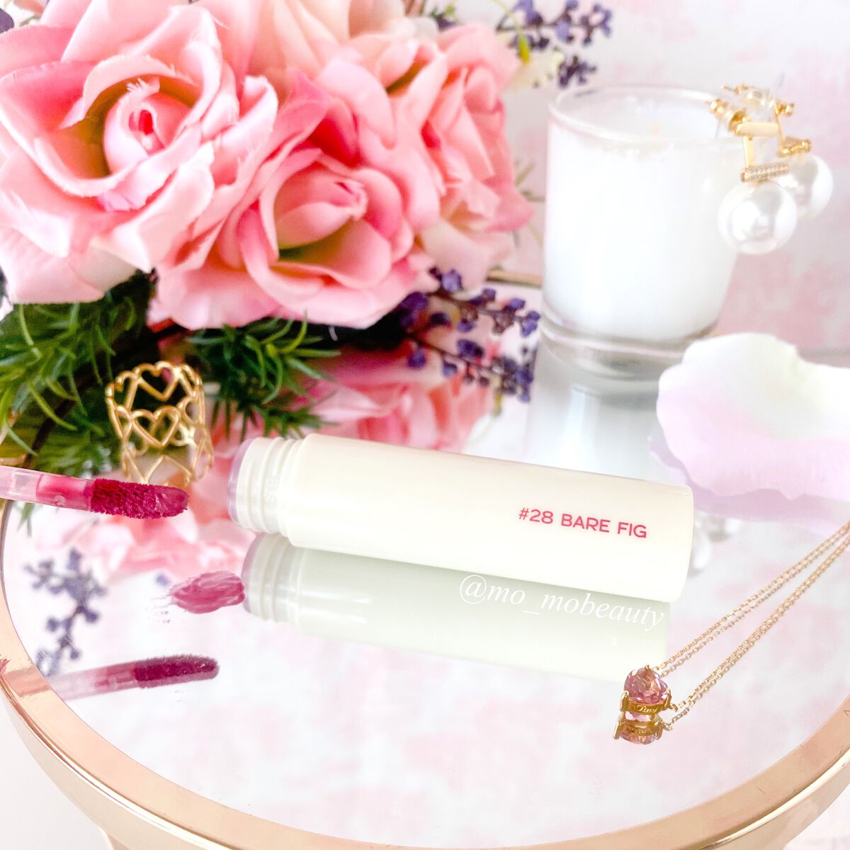 ジューシーラスティングティント 28 ベアフィグ(BARE FIG)/rom&nd/リップティントを使ったクチコミ（2枚目）