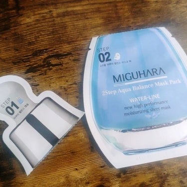 MIGUHARA 2Step Aqua Balance Mask Pack のクチコミ「🔴ミグハラ 2ステップアクアバランスマスクパック（1枚400円）

🔴感想
ミグハラのブルーの.....」（2枚目）