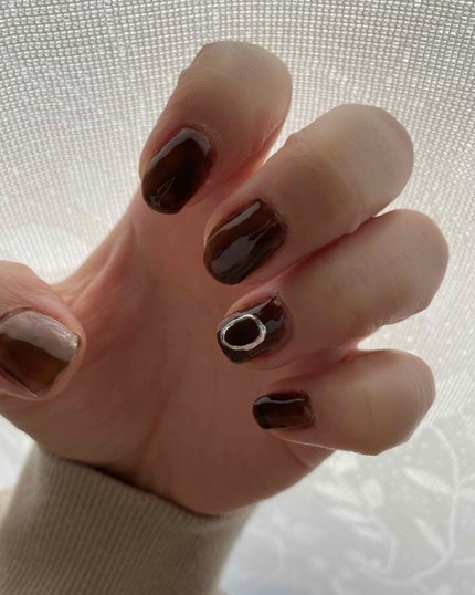 #ワンカラーネイル,#セルフネイル,#ブラウンネイルのネイルデザイン