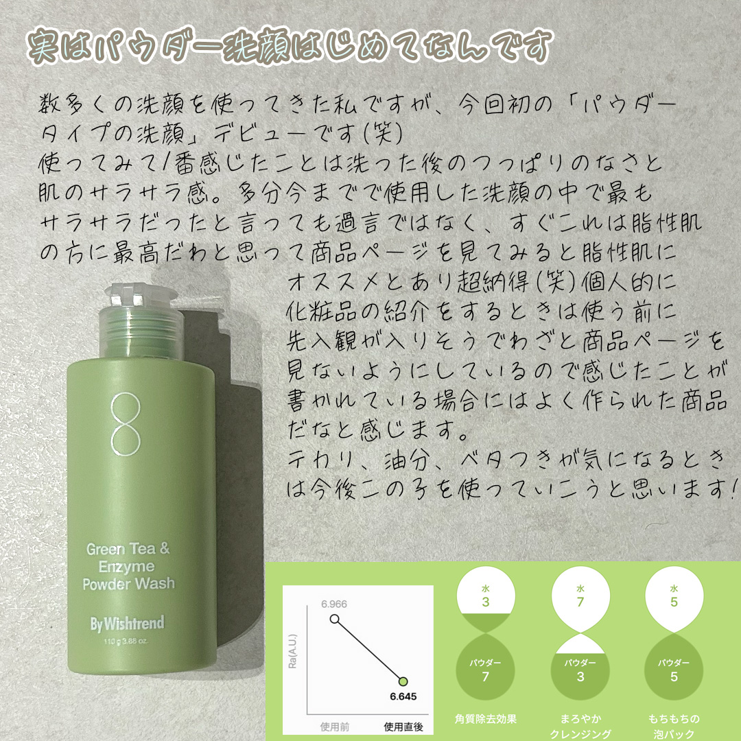 グリーンティー&エンザイムパウダーウォッシュ/By Wishtrend/洗顔パウダーを使ったクチコミ（3枚目）