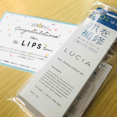 LIP様よりプレゼント頂きました◡̈⃝︎⋆︎*

ルシャのネイルリペアクリームWK♡
使用感もオイルと違ってベタベタしすぎないし、
香りも爽やかで使いやすいです！

Wケラチン補修成分で弱ってる爪に潤い