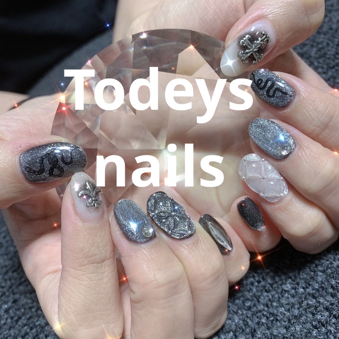 #ジェルネイル,#マグネットネイル,#キルティングネイルのネイルデザイン