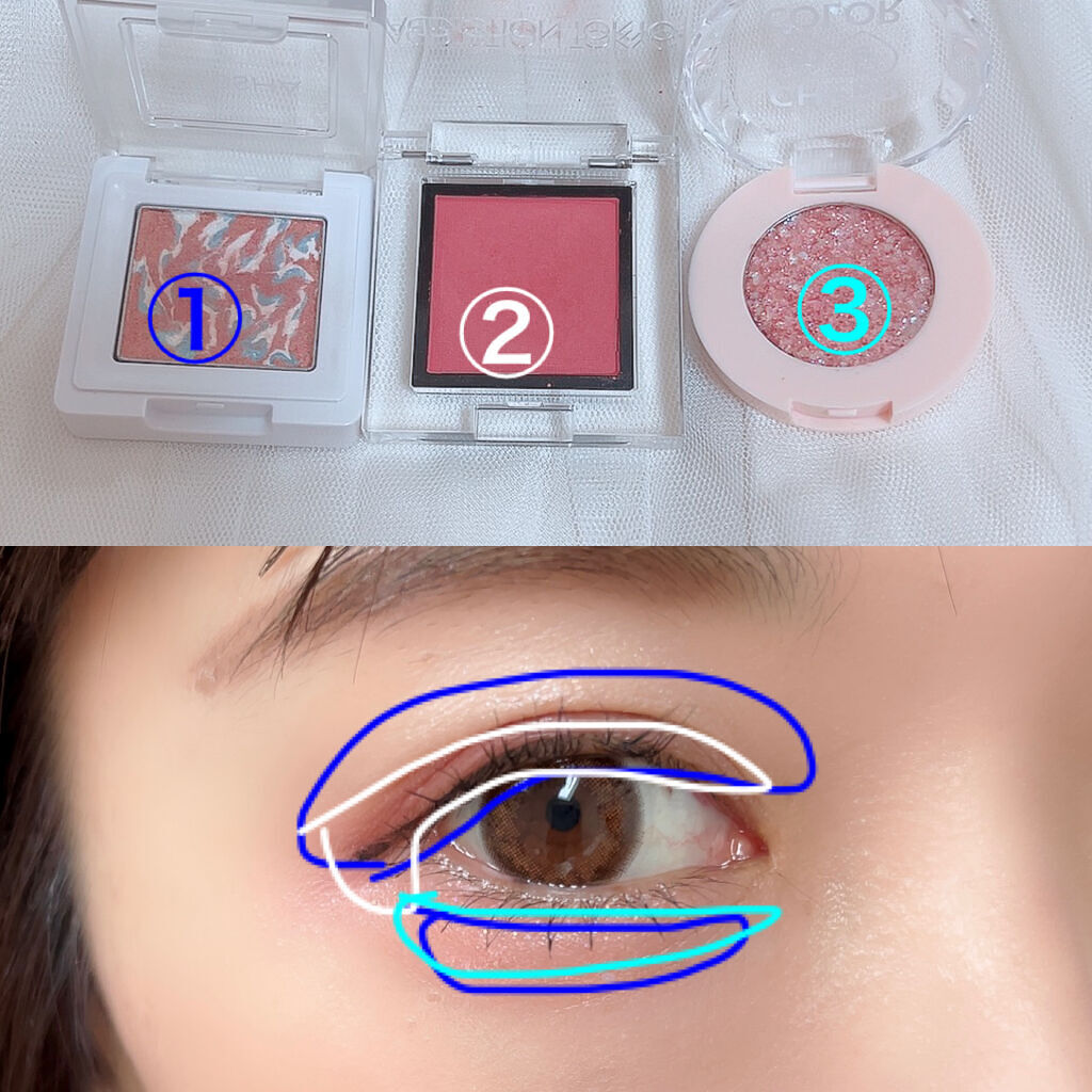 チアミーカラーグリッターアイシャドウ/セリア/グリッターを使ったクチコミ（2枚目）