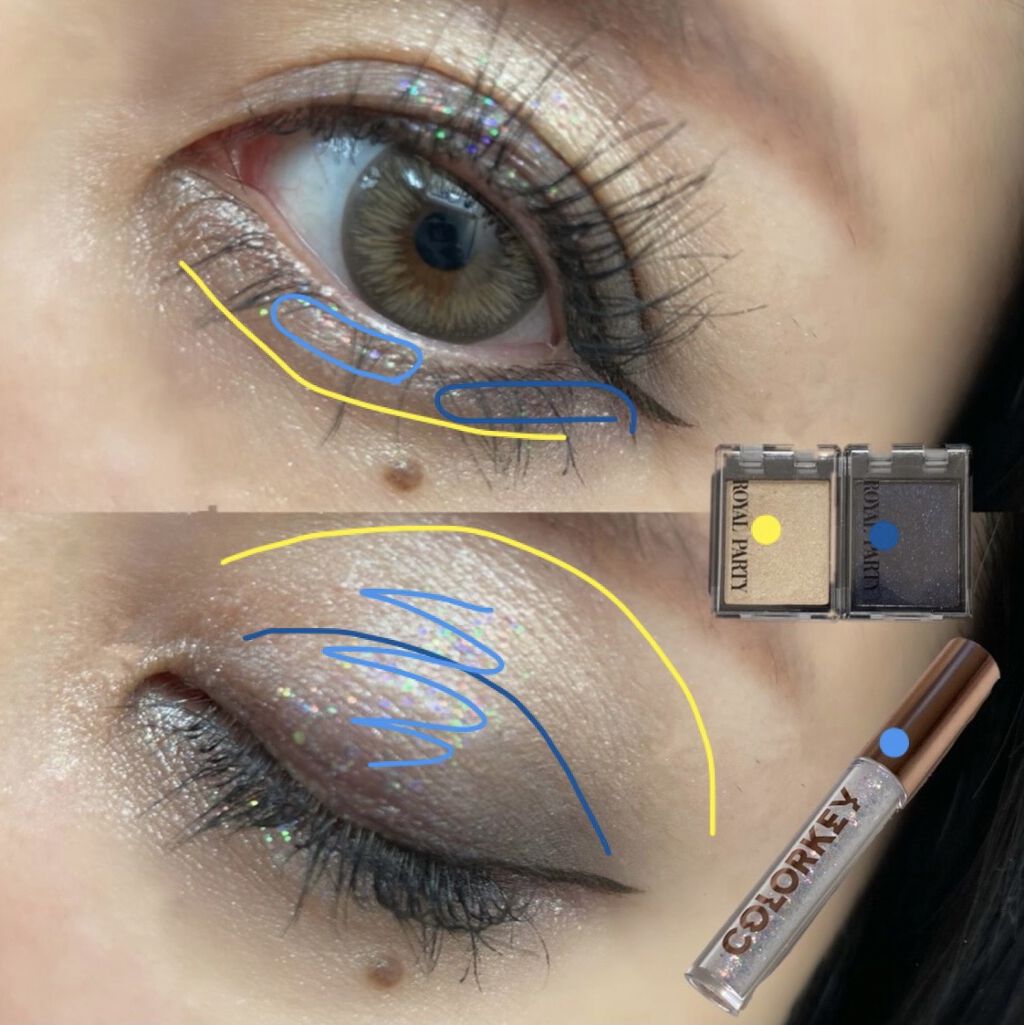 ロイヤルパーティー カスタムアイシャドウ ２Ｐ/DAISO/ジェル・クリームアイシャドウを使ったクチコミ（3枚目）