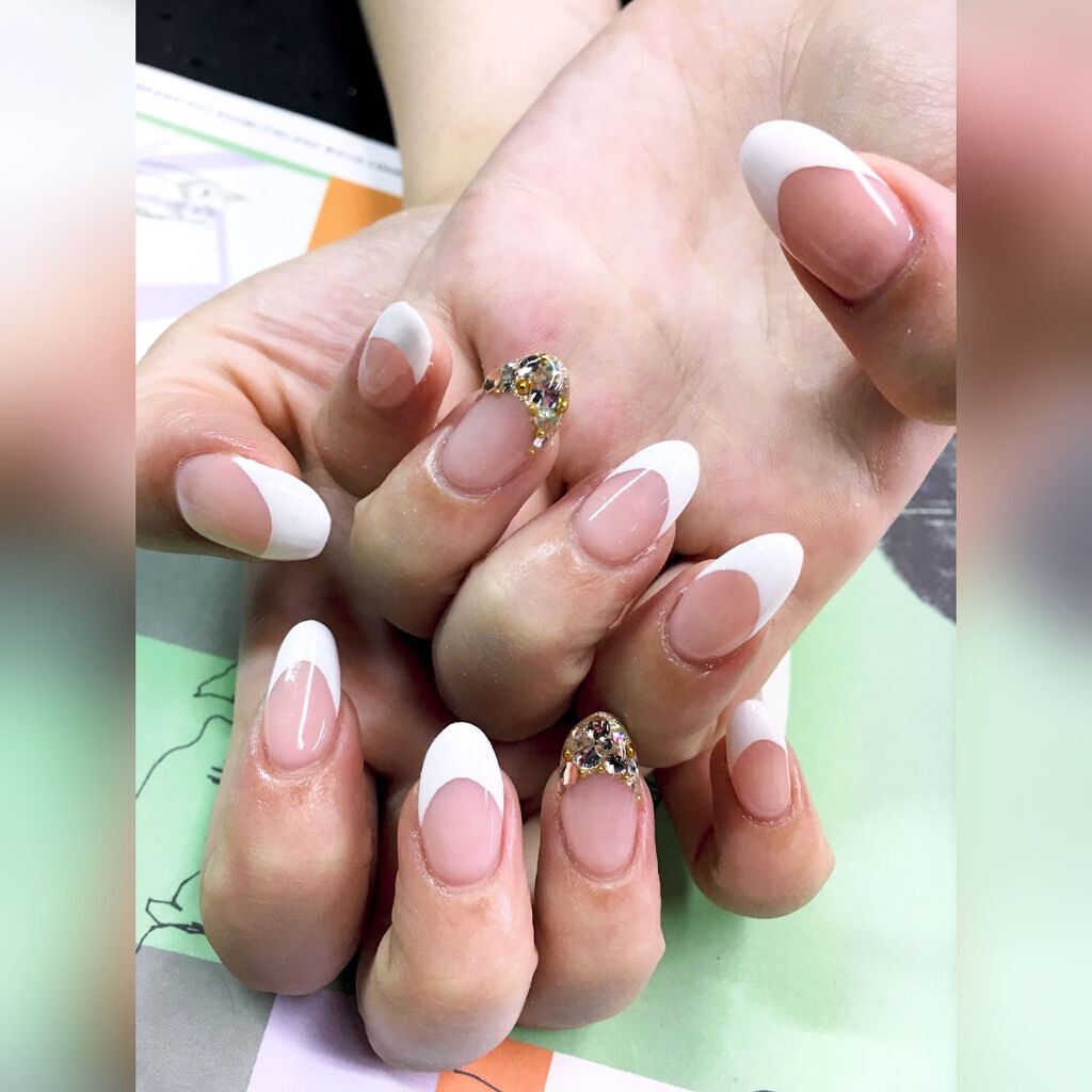 キャンジェルノンワイプクリア プリジェルの口コミ 定番の白フレンチネイル フレンチのベースの By みここ 混合肌 Lips