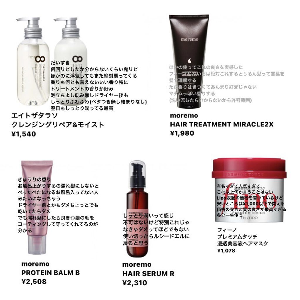 あなたはどっち派？フィーノ・&honey・エイトザタラソ・moremoの