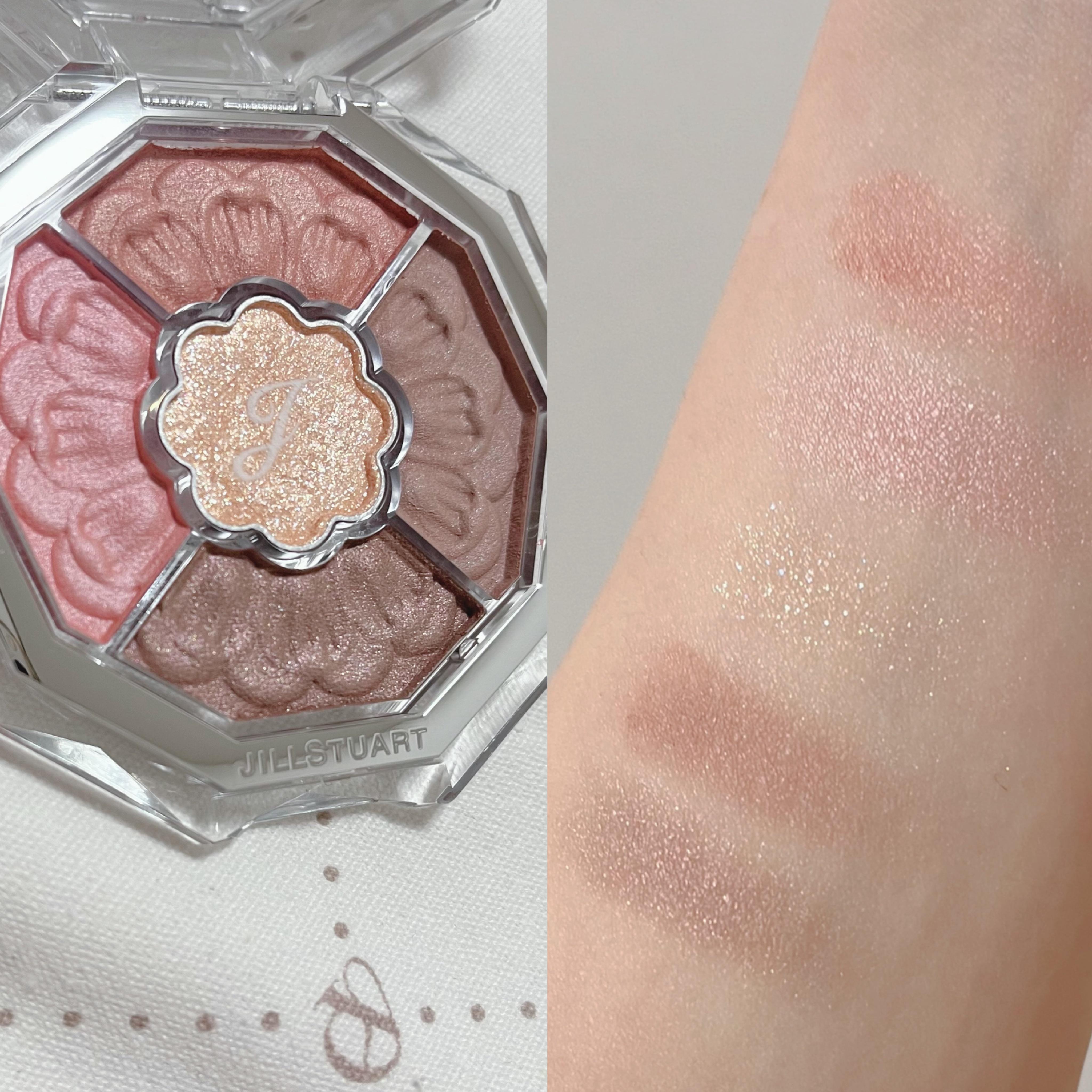 ジルスチュアート ブルームクチュール アイズ　ジュエルドブーケ 01 cymbidium cameo/JILL STUART/アイシャドウパレットを使ったクチコミ（3枚目）