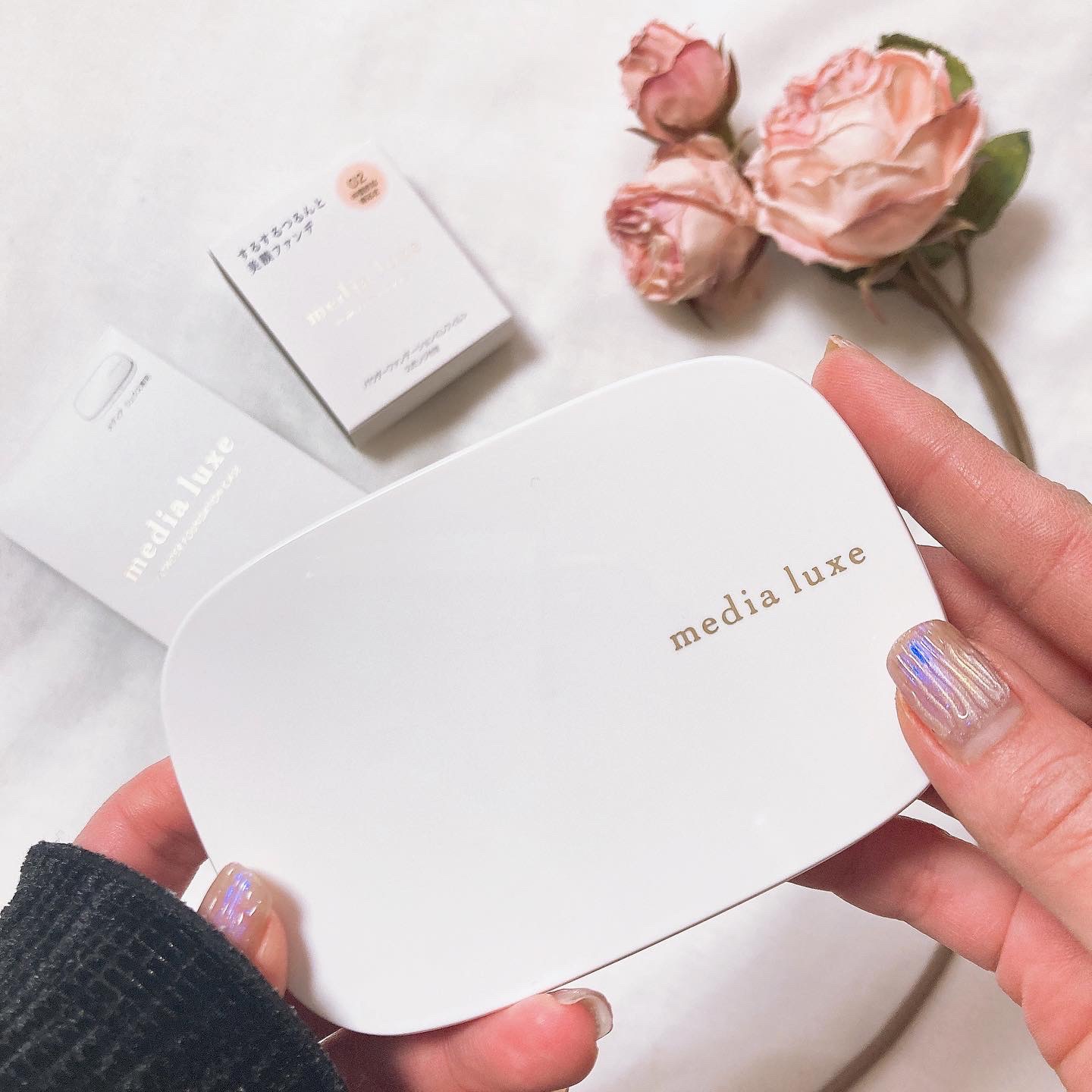 パウダーファンデーション 02 限定セット <スポンジ付き>+専用ケース/media luxe/パウダーファンデーションを使ったクチコミ（1枚目）