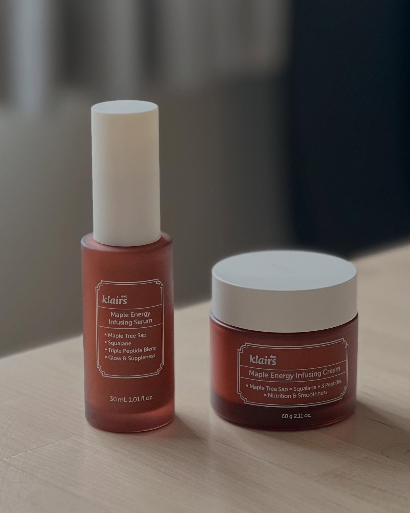 ⁡
クレアス様のメープルラインをお試しさせて頂きました！
⁡
⚪︎メープルエナジーインフュージングセラム
⚪︎メープルエナジーインフュージングクリーム
⁡
豊富な栄養素が含まれた、メープル樹液を濃縮して作られたものです🍁
⁡
どちらもテク